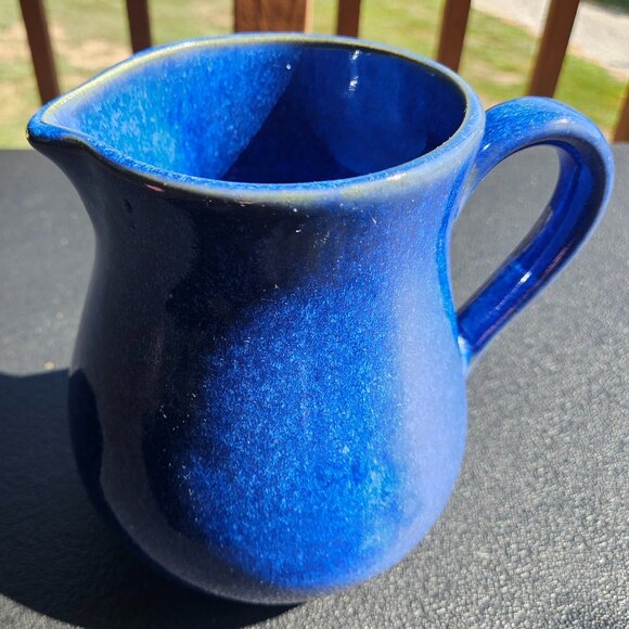 Vintage 2003 Pigeon River Pottery Handmade Blue Marble Glazed 7 Inch Pitcher - Picture 9 of 16